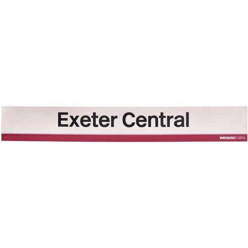 337 - A station sign, EXETER CENTRAL, WESSEX TRAINS, (f/f), from the city's main Southern station. A box s... 