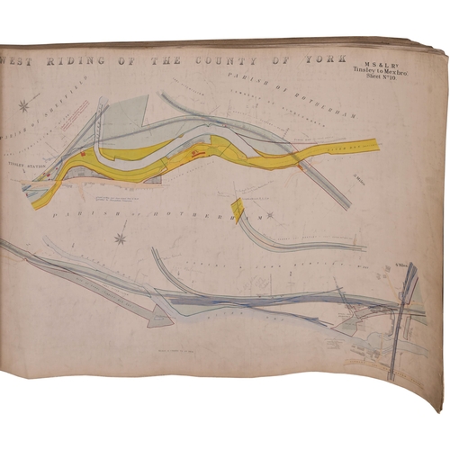 343 - A bound volume of Manchester, Sheffield and Lincolnshire Railway 2 chain route plans for lines in So... 