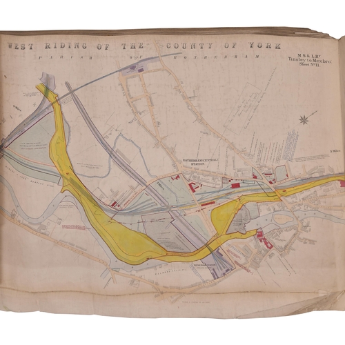 343 - A bound volume of Manchester, Sheffield and Lincolnshire Railway 2 chain route plans for lines in So... 