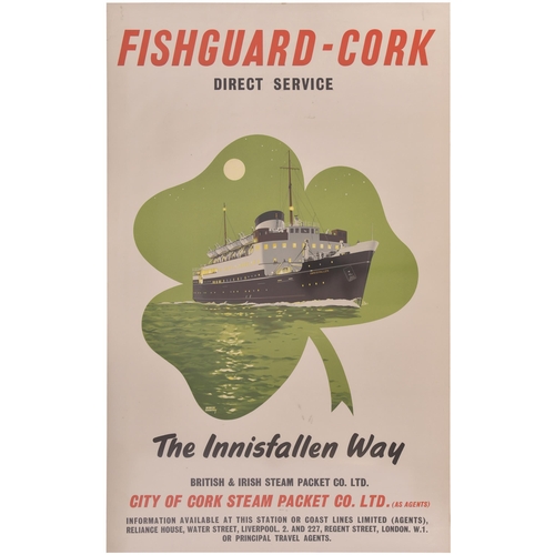 360 - A City of Cork Steam Packet Co double royal poster, FISHGUARD-CORK DIRECT SERVICE, by Derrick Smooth... 