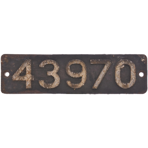 362 - A smokebox numberplate, 43970, from a Midland Railway 3835 Class 0-6-0 built by Armstrong Whitworth,... 