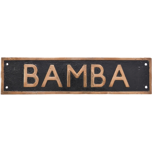 365 - A locomotive nameplate, BAMBA, with matching smokebox numberplate and further plate, 3113, from an E... 