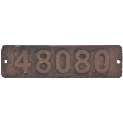 369 - A smokebox numberplate, 48080, from an LMS Class 8F 2-8-0 No 8080 built by Vulcan Foundry, Works No ... 