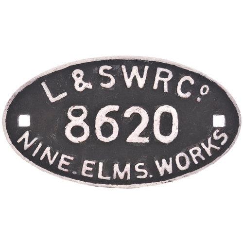 376 - A wagonplate, L&SWR, 8620, NINE ELMS WORKS, Cast iron, 13¼