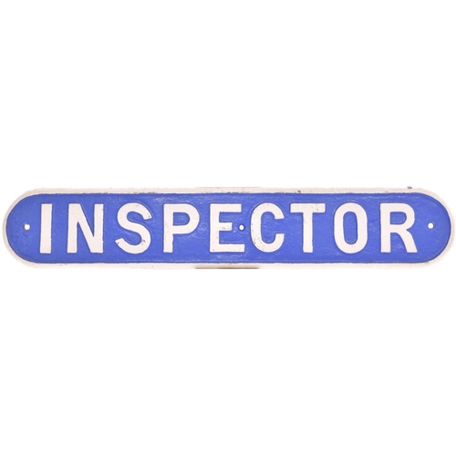 377 - An LNER doorplate, INSPECTOR, cast iron, length 19½