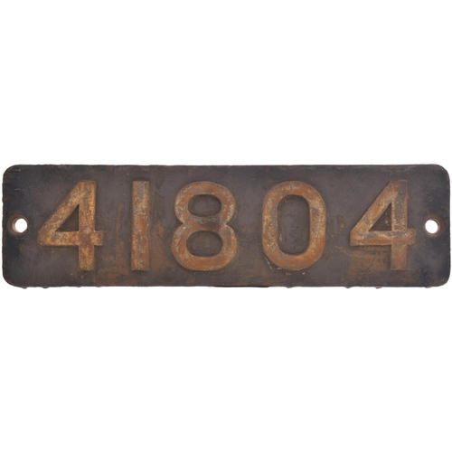 389 - A smokebox numberplate, 41804, from a Midland Railway 1102 Class 0-6-0T No 889 built at Derby in 189... 