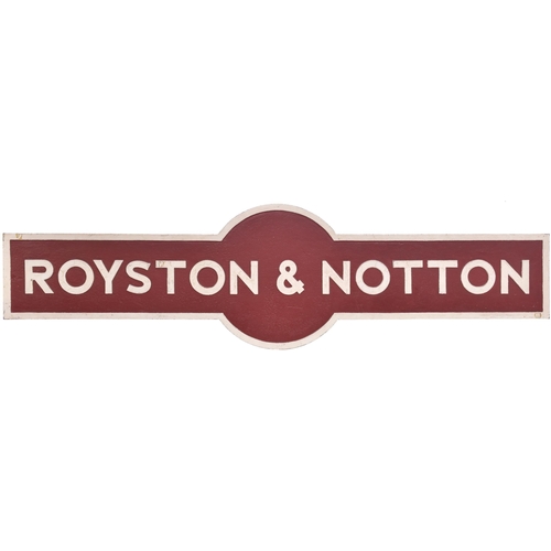 390 - An LMS Hawkseye target sign, ROYSTON & NOTTON. The station was situated between Cudworth and Normant... 