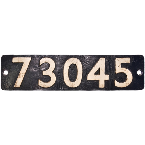 409 - A smokebox numberplate, 73045, from a BR Standard Class 5 4-6-0 built at Derby and allocated new to ... 