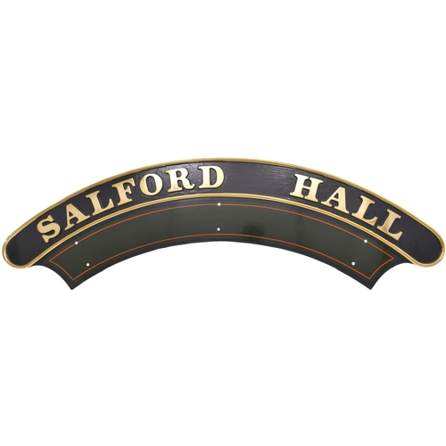 411 - A locomotive nameplate, SALFORD HALL, from a BR(W) 6959 Modified Hall Class 4-6-0 No 7922 built at S... 