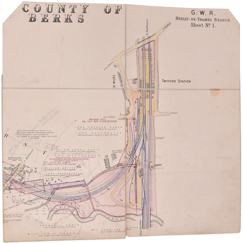 413 - A set of plans, GWR, HENLEY ON THAMES BRANCH 2 CHAIN SURVEY, 1920, includes Twyford station, Twyford... 