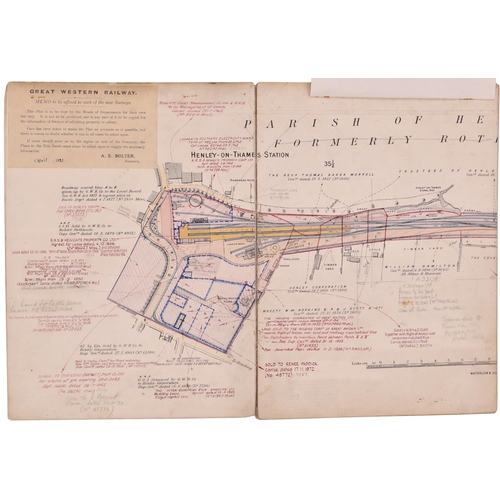 413 - A set of plans, GWR, HENLEY ON THAMES BRANCH 2 CHAIN SURVEY, 1920, includes Twyford station, Twyford... 