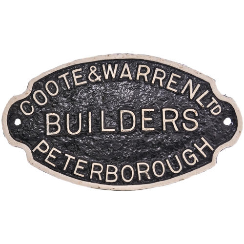 414 - A wagonplate, COOTE & WARREN LTD, BUILDERS, PETERBOROUGH, cast iron, 11¾