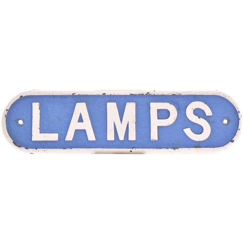 419 - An LNER doorplate, LAMPS, cast iron, length 13¼