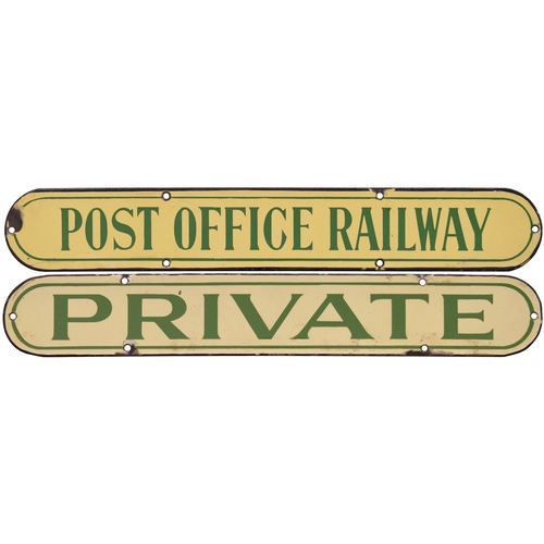 421 - A doorplate, POST OFFICE RAILWAY, enamel, 18