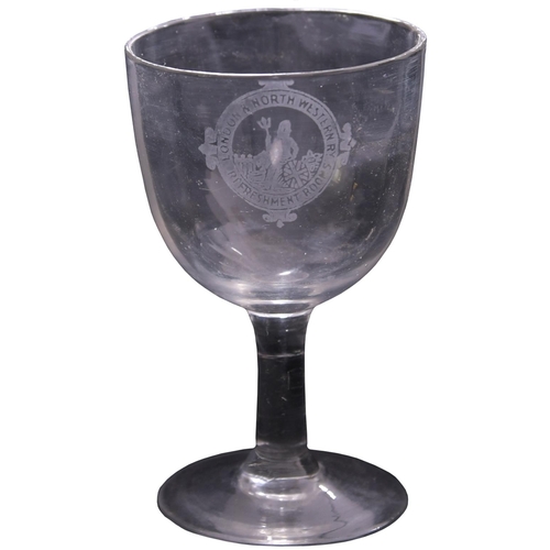 425 - A London and North Western Railway liqueur glass, etched with the company's full Britannia coat of a... 