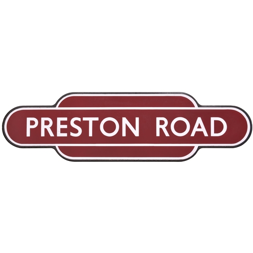 431 - A BR(M) totem sign, PRESTON ROAD, (f/f), from the Liverpool to Wigan route. Excellent colour and shi... 