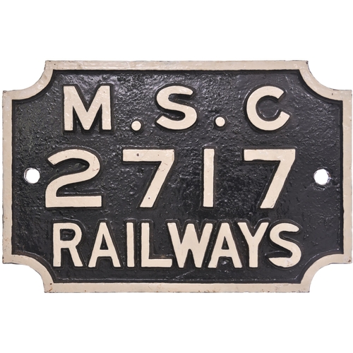 433 - A Manchester Ship Canal wagonplate, M.S.C. RAILWAYS, 2717, cast iron, 12