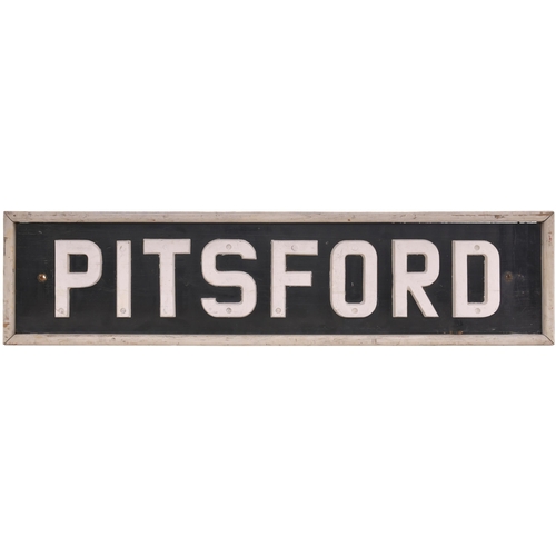 446 - A signal box nameboard, PITSFORD, from the Northampton to Market Harborough route which closed in 19... 