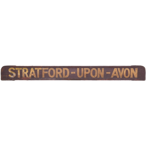 448 - A small carriage board, LEAMINGTON SPA-STRATFORD UPON AVON, used on local services via Hatton and Be... 