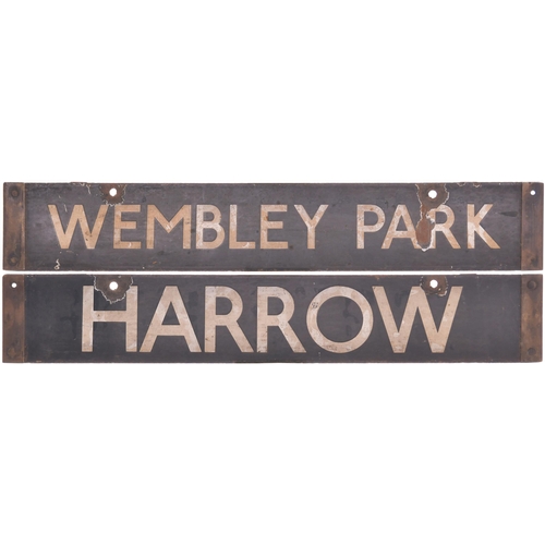 450 - An LT cab destination plate, WEMBLEY PARK-HARROW, used on the Metropolitan route into Baker Street, ... 