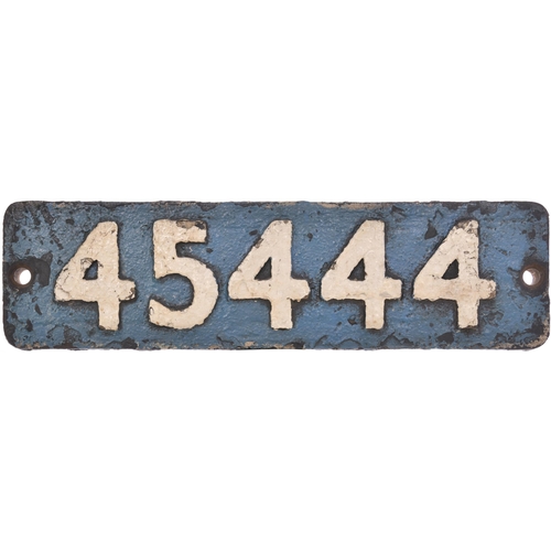 67 - A smokebox numberplate, 45444, from a LMS Class 5 4-6-0 No 5444 built by Armstrong Whitworth, Works ... 