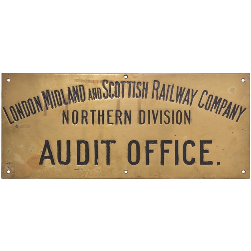 77 - An entrance plate, LONDON, MIDLAND AND SCOTTISH RAILWAY, NORTHERN DIVISION, AUDIT OFFICE, from Glasg... 