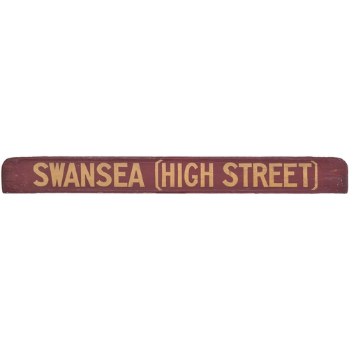 83 - A small carriage board, PEMBROKE-SWANSEA (HIGH STREET), the end marked Return To Llanelly, painted w... 