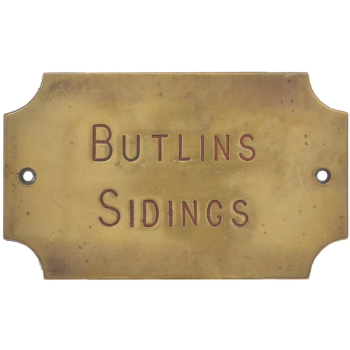 89 - A Midland Railway signal box shelf plate, BUTLINS SIDINGS, a box between Kettering and Cranford on t... 