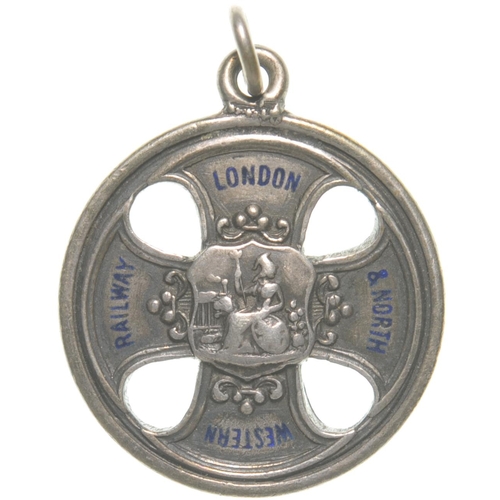 95 - An LNWR directors pass, A. SMITH, 91, featuring the Britannia motif and floral decoration, silver, 1... 