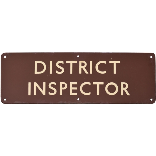 98 - A BR(W) doorplate, DISTRICT INSPECTOR, (flangeless), enamel, 18