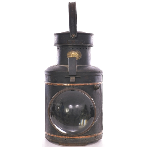 1003 - GNR signal lamp case, LEEDS CENTRAL, copper plate on collar, GNR brass plate on the front. (Dispatch... 