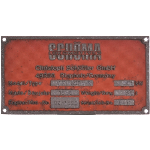 1006 - LT builders plates from  construction/p way loco, SCHOMA LOKOMOTIVEN, 5416, 1995, 10½