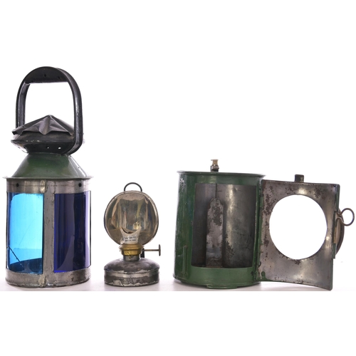 1007 - SR pattern LSWR handlamp, plated 397 and E, four aspect with dark blue/violet glass, the green crack... 