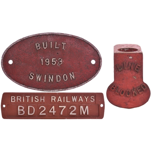 1009 - Replacement worksplate, BUILT 1953 SWINDON, alloy, 10¾