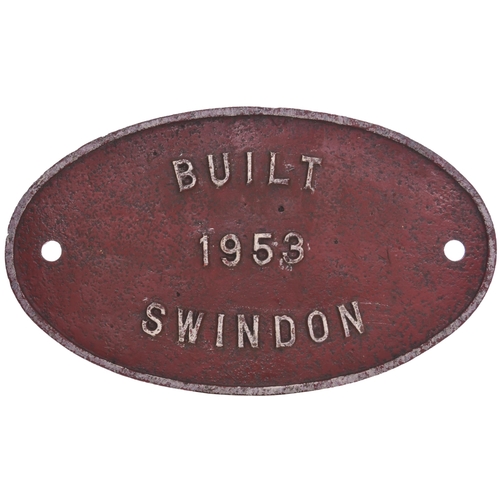 1009 - Replacement worksplate, BUILT 1953 SWINDON, alloy, 10¾