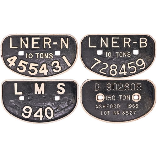 1010 - D wagonplates, LNER. N, LNER. B, ASHFORD 150T, LMS 940. (4) (Dispatch by Mailboxes/Collect from Banb... 