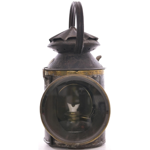 1017 - LSWR handlamp, with embossed brass plate bearing the company initials on the side door, brass band t... 