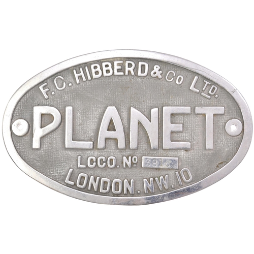 1019 - Worksplate, F C HIBBERD, PLANET, 3816, chromed brass, 12