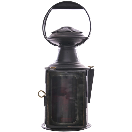 1023 - SECR square fronted handlamp with brass plate S R A, G9403, body and top both stamped SECR, top 9403... 