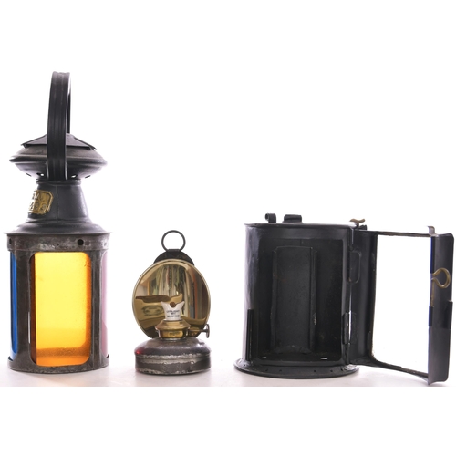 1023 - SECR square fronted handlamp with brass plate S R A, G9403, body and top both stamped SECR, top 9403... 