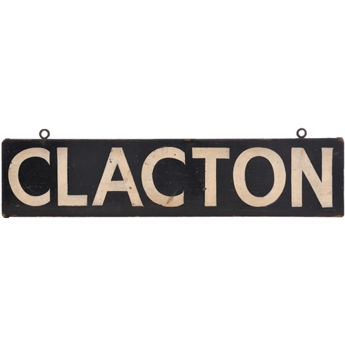 1039 - Departure boards, CLACTON, KINGS LYNN, small size, from the Liverpool Street indicator, painted wood... 