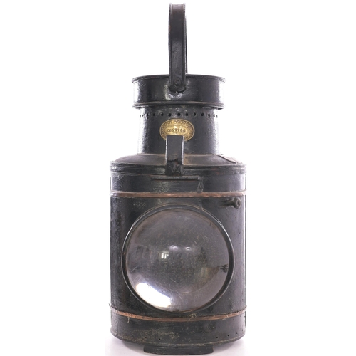 1044 - GNR signal lamp case, EASTVILLE, on copper plate on collar, GNR brass plate on the front, the body r... 