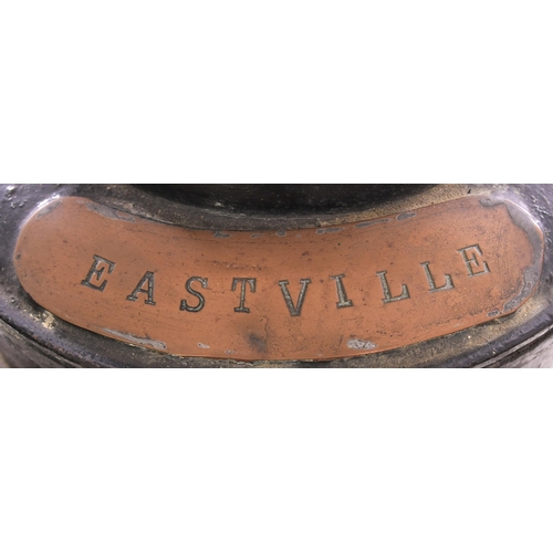 1044 - GNR signal lamp case, EASTVILLE, on copper plate on collar, GNR brass plate on the front, the body r... 