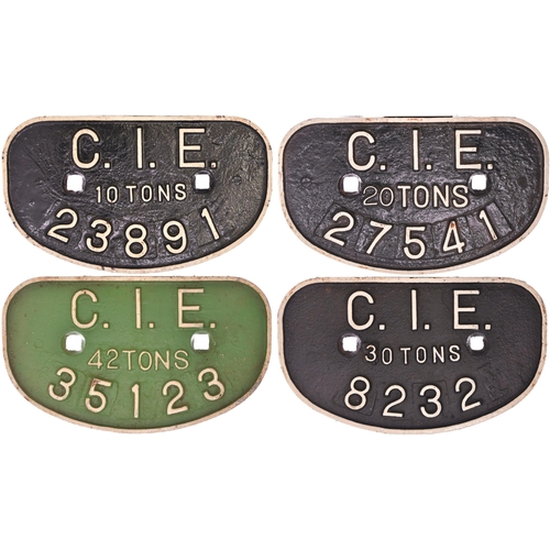 1045 - D wagonplates, C.I.E., 20T, 10T, 30T, also 42T alloy. (4) (Dispatch by Mailboxes/Collect from Banbur... 