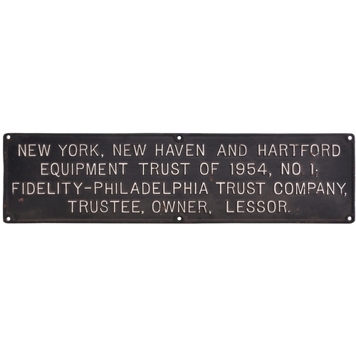 1046 - Lease plate, NEW YORK, NEW HAVEN AND HERTFORD EQUIPMENT TRUST, 1954, No 1 FIDELITY PHILADELPHIA TRUS... 