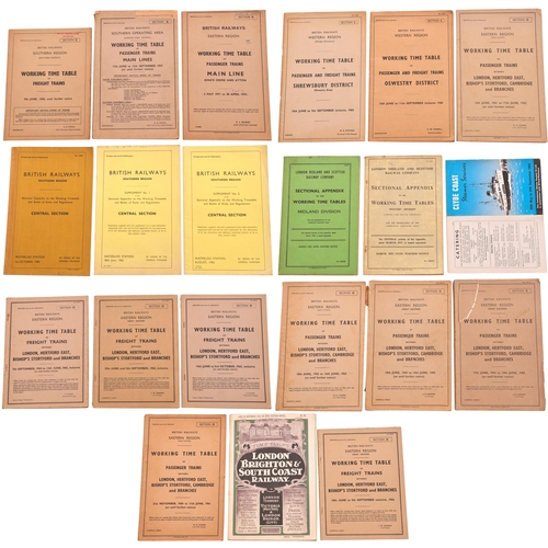 1052 - Working timetables, SR 1950, WR Oswestry 1960, ER London-Cambridge early 1960s, Appendices, etc. (19... 