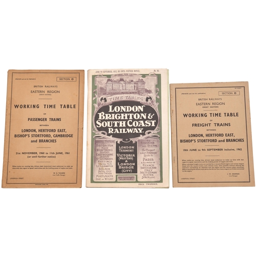 1052 - Working timetables, SR 1950, WR Oswestry 1960, ER London-Cambridge early 1960s, Appendices, etc. (19... 