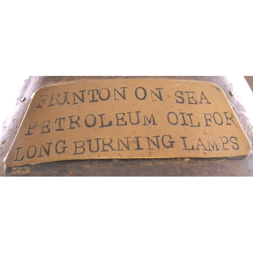 1054 - GER oil cans, FRINTON-ON-SEA and DULLINGHAM PETROLEUM OIL FOR LONG BURNING LAMPS, each stamped GER, ... 