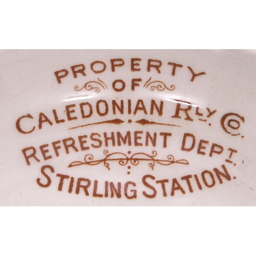 1055 - Caledonian Ry, PERTH REFRESHMENT ROOMS cup, large chip to rim, CALLANDER tea plate, large rim chip, ... 