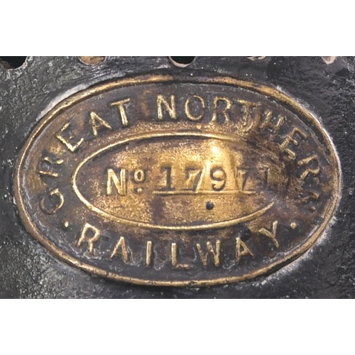 1056 - GNR signal lamp case, BURGH LE MARSH, on copper plate on collar, GNR brass plate on the front, body ... 